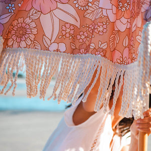 Pink Peony Beach Umbrella