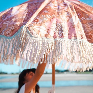 Pink Peony Beach Umbrella