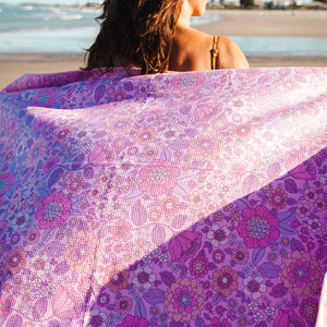 Fuscia Floral Beach Towel