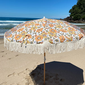 Vintage Floral Beach Umbrella