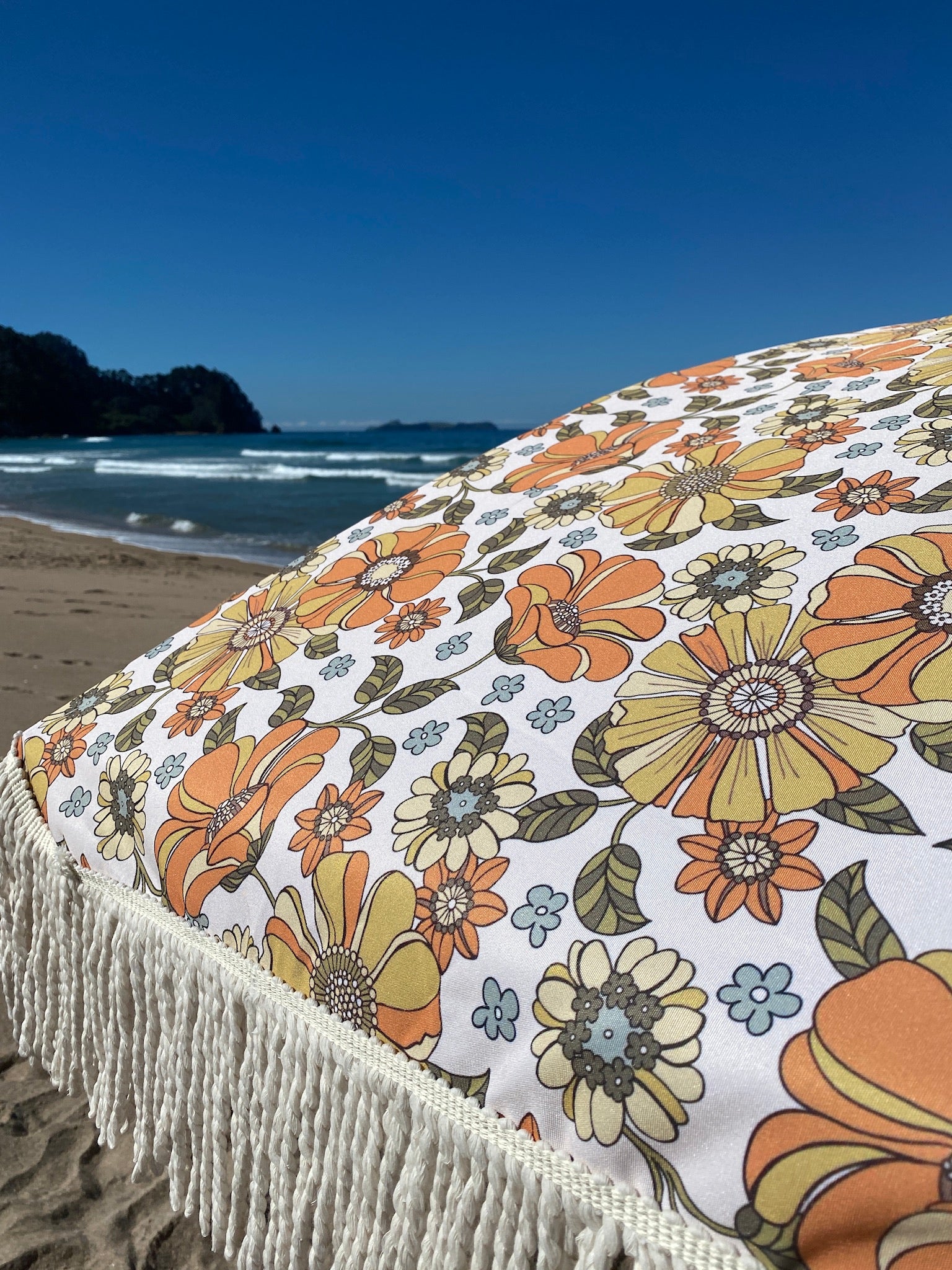 Vintage Floral Beach Umbrella